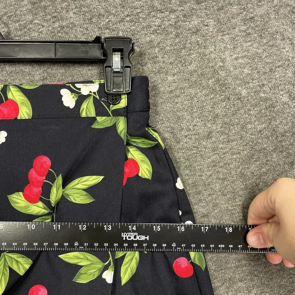 Vintage Briggs Skort Skirt Black Cherry Floral Size 8 Cotton Stretch High Rise